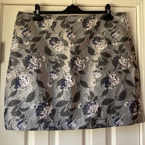 Loft Outlet Slate blue skirt with flower pattern